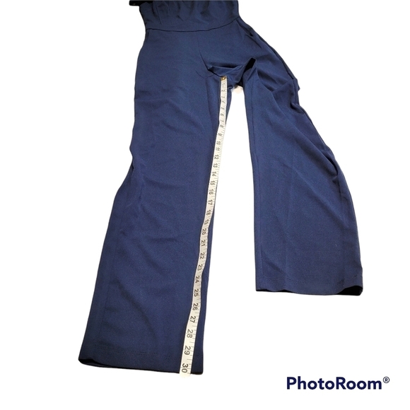 Teeze Me Navy Blue Off The Shoulder Pants Jumpsuit With Pockets Size 3/4 - Picture 9 of 10